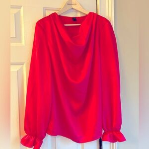 Beautiful bright pink cowl neck blouse!